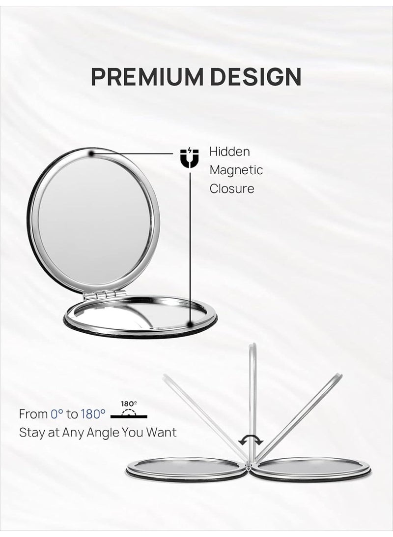 Compact Dual-Sided Makeup Mirror – Handheld & Adjustable 10x Magnification Travel Mirror - Image 4